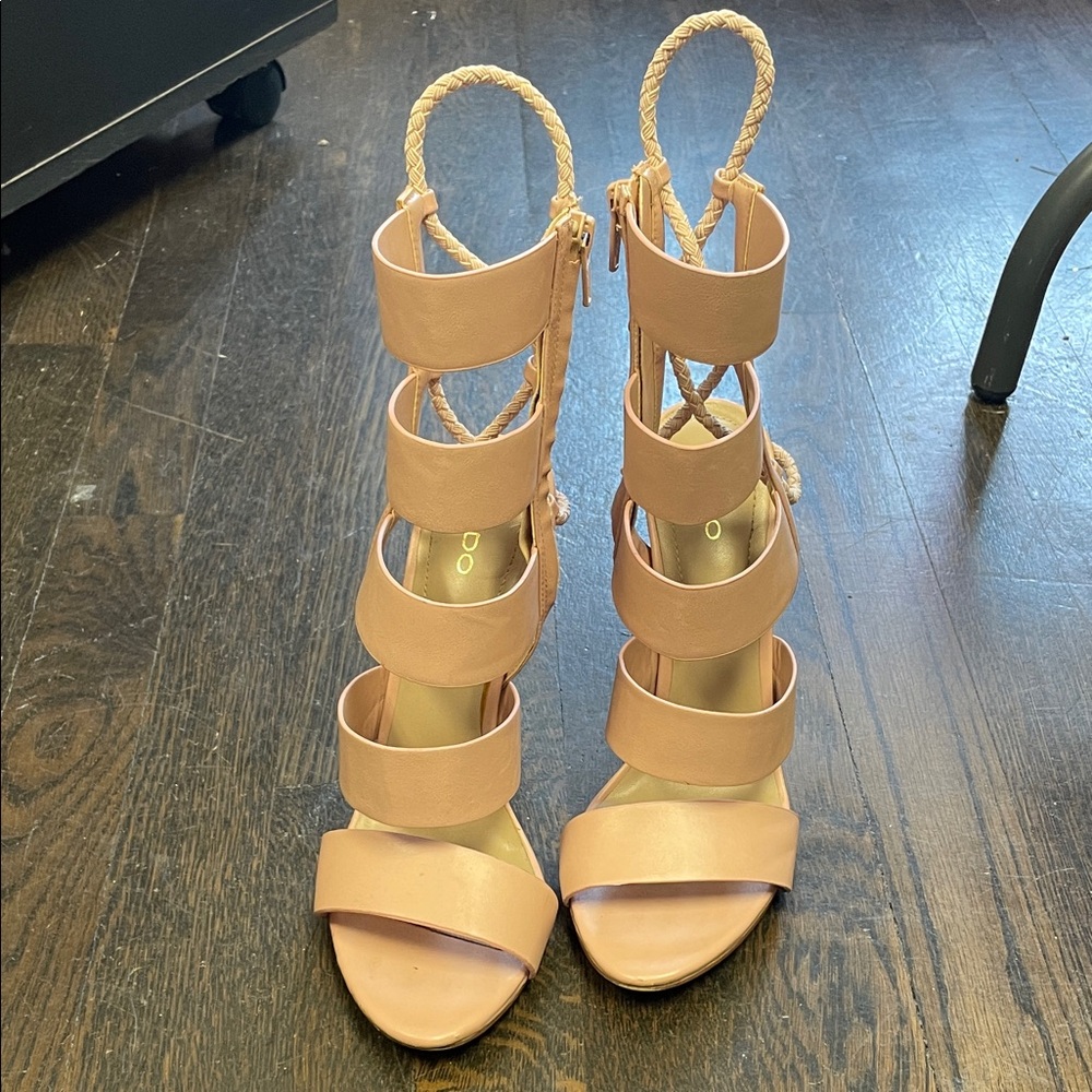Aldo Elegant Tan Strappy Heels